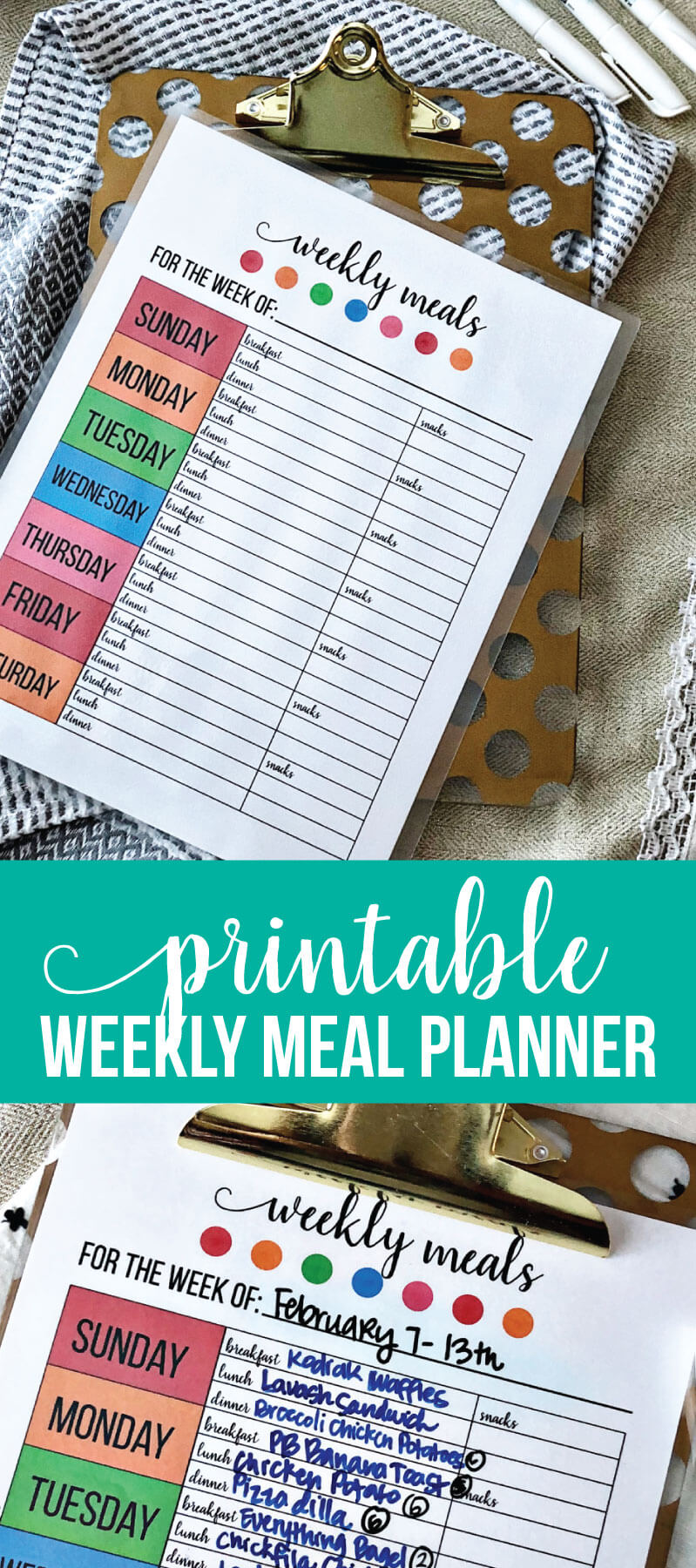 Printable Weekly Meal Planner - use this to get your calendar ready for meal prep. www.thirtyhandmadedays.com