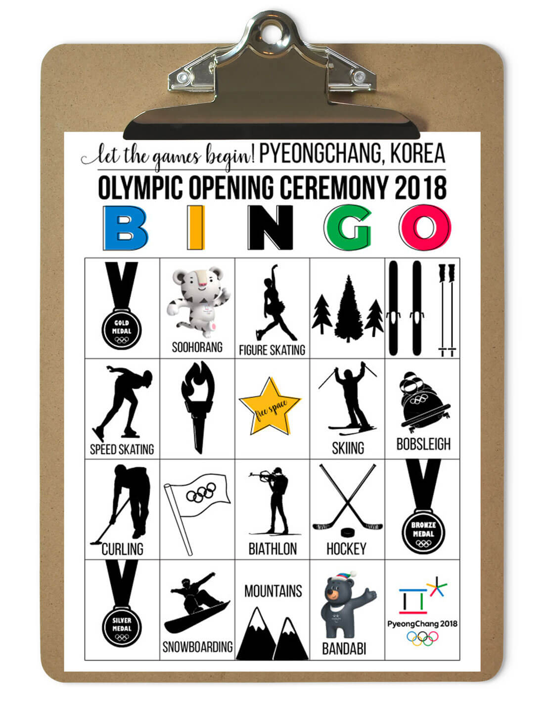 Winter Olympics 2018 BINGO - download and use for Opening Ceremony from www.thirtyhandmadedays.com