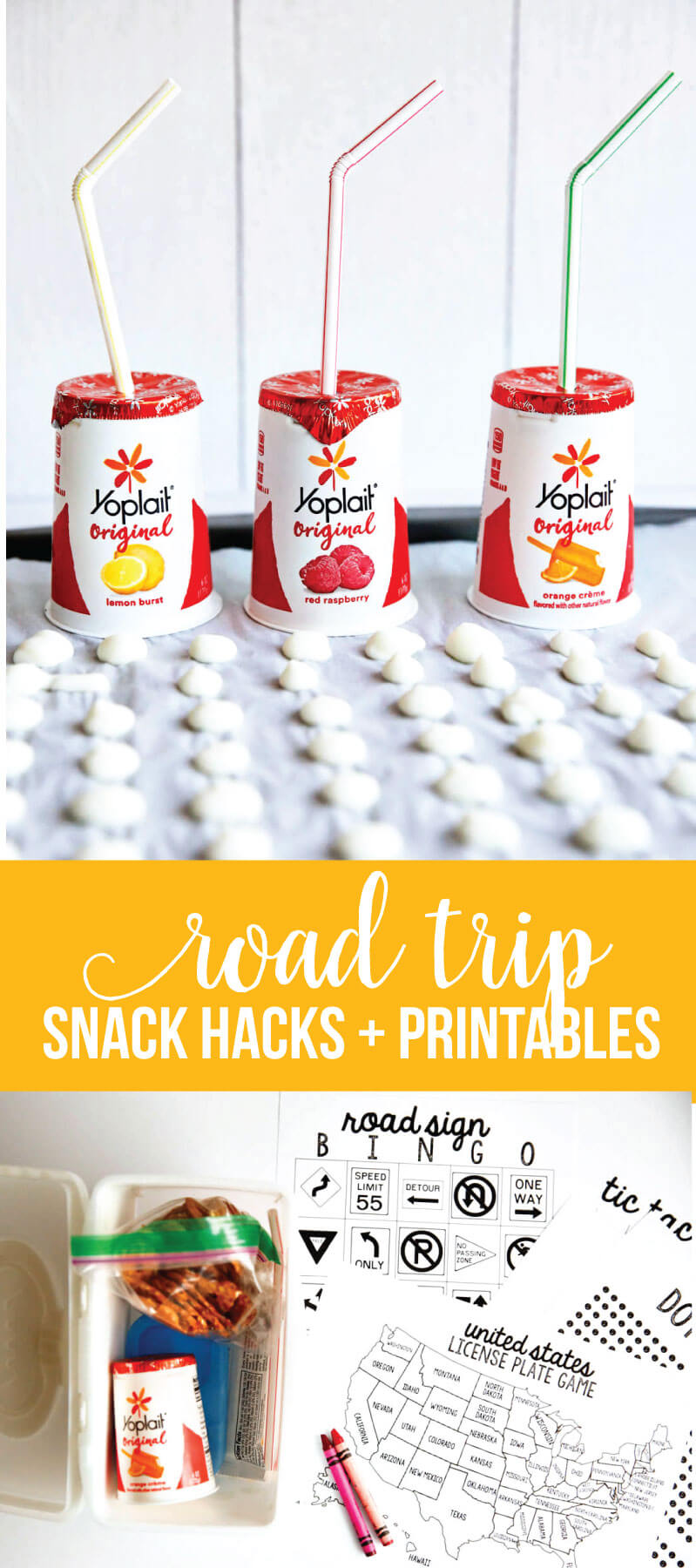 Yoplait Yogurt Road Trip Hacks plus printables www.thirtyhandmadedays.com