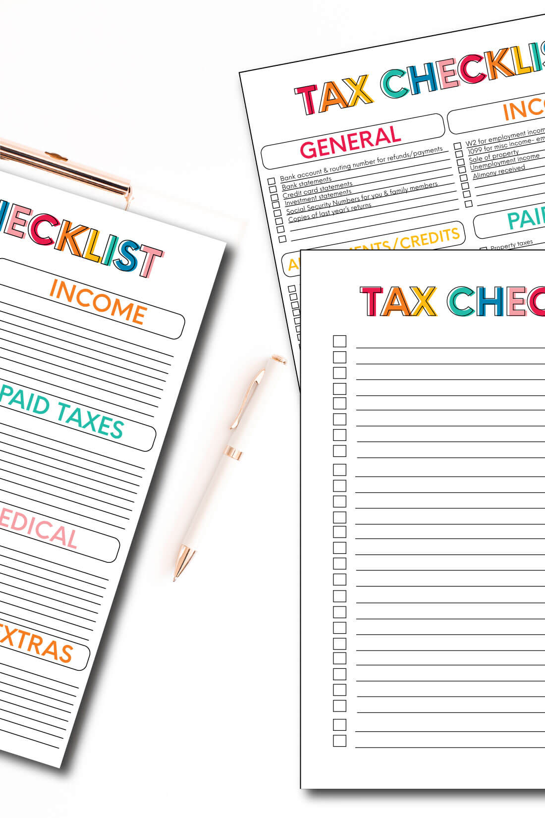 Printable Tax Forms - use these forms to keep track for taxes