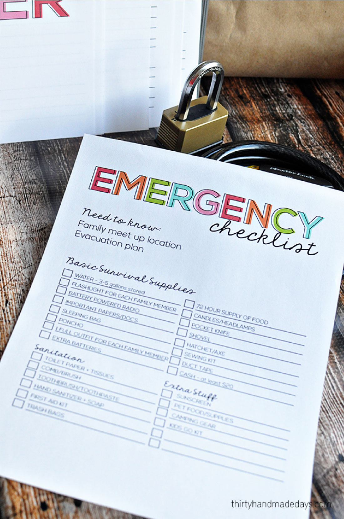 Printable Emergency Checklist