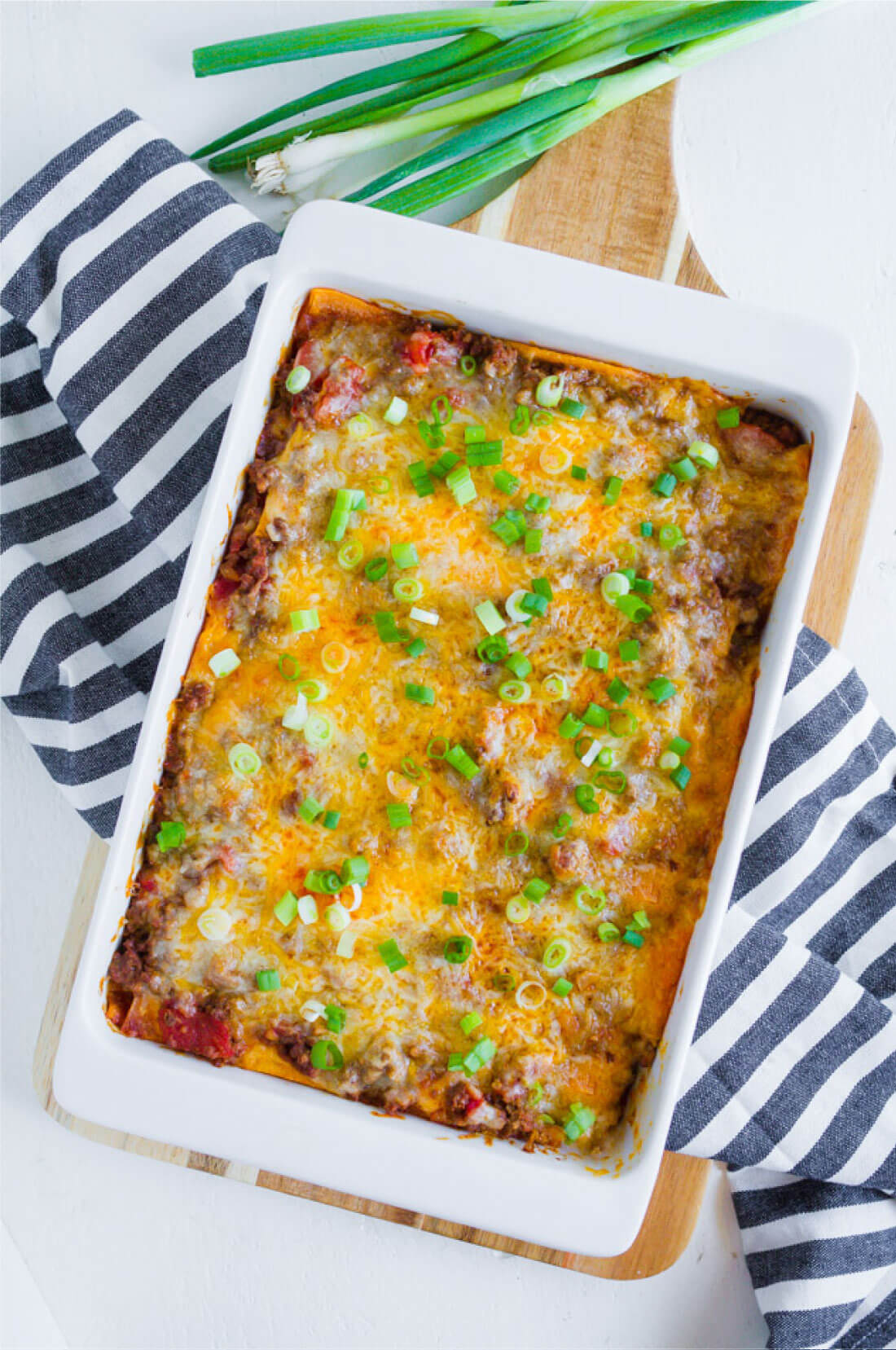 Mexican Lasagna - put two of your favorites together, pasta and Mexican food. Full pan.