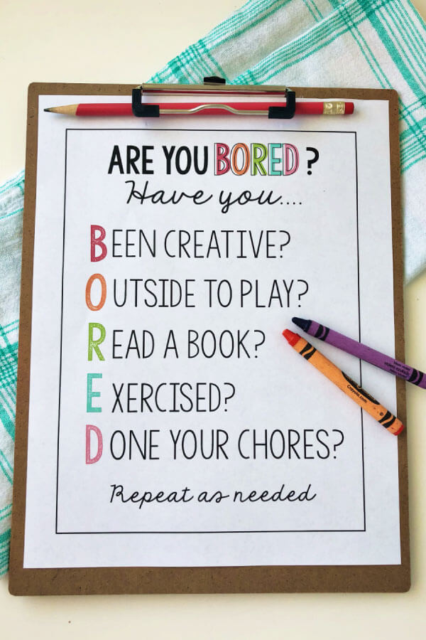 Things to Do When Bored Printable Things to Do When Bored Printable