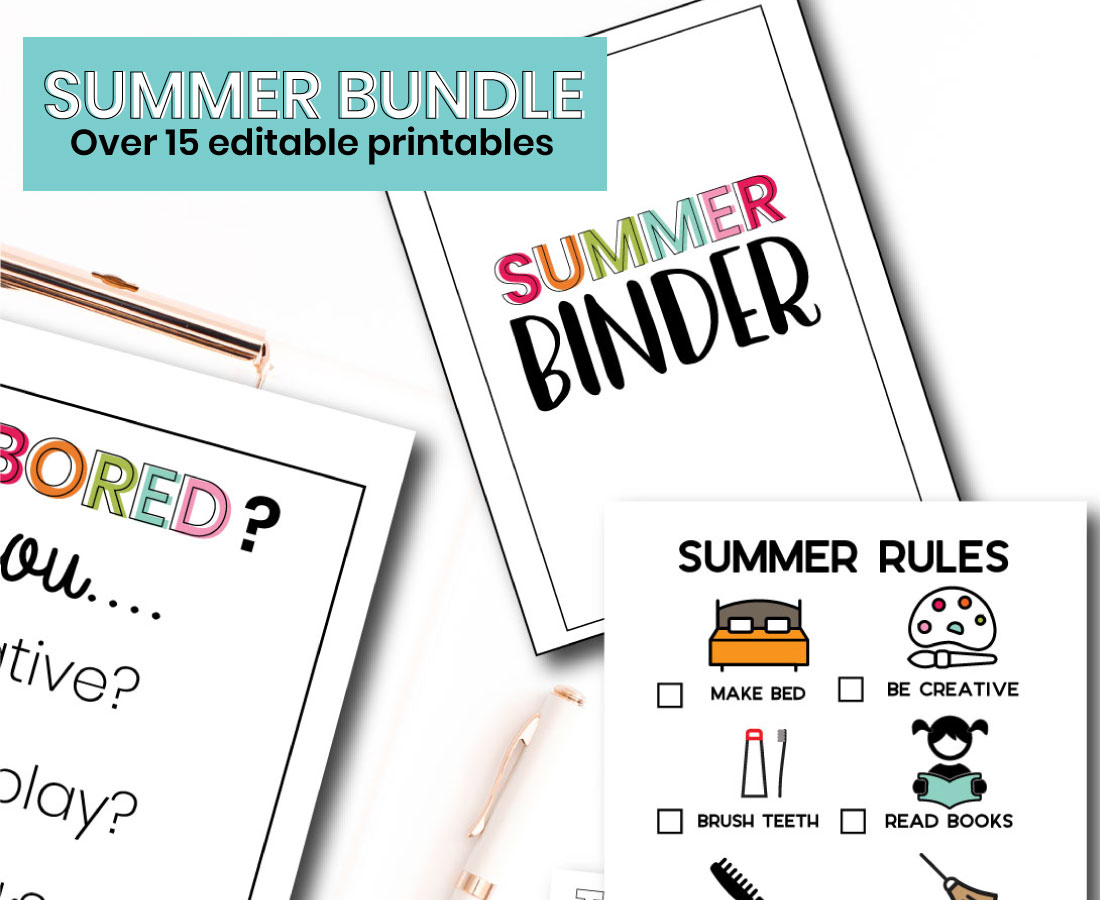 Printable Summer Bundle - with over 15 editable pages, you'll be set for summer! 