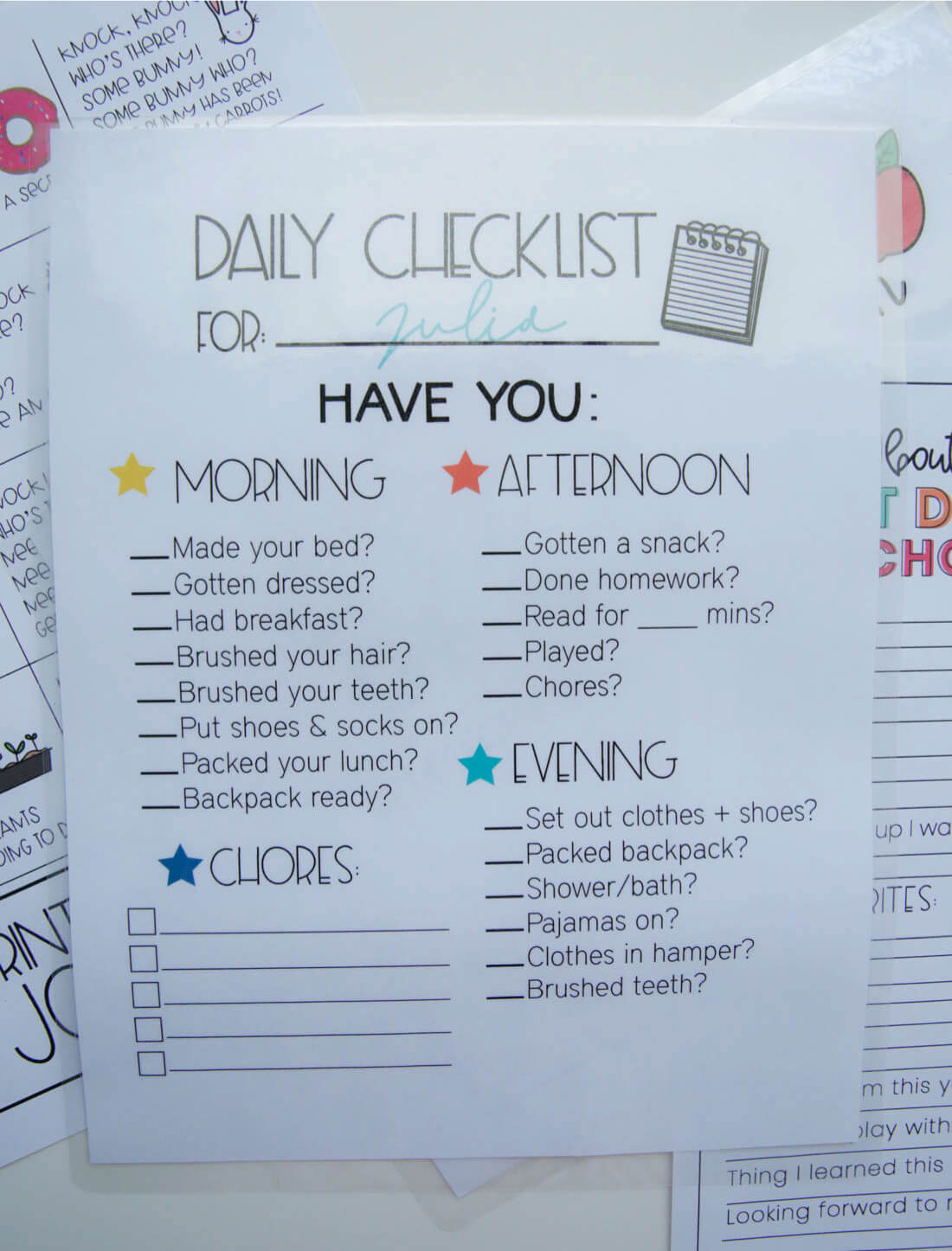 Kids Checklist Template from www.thirtyhandmadedays.com