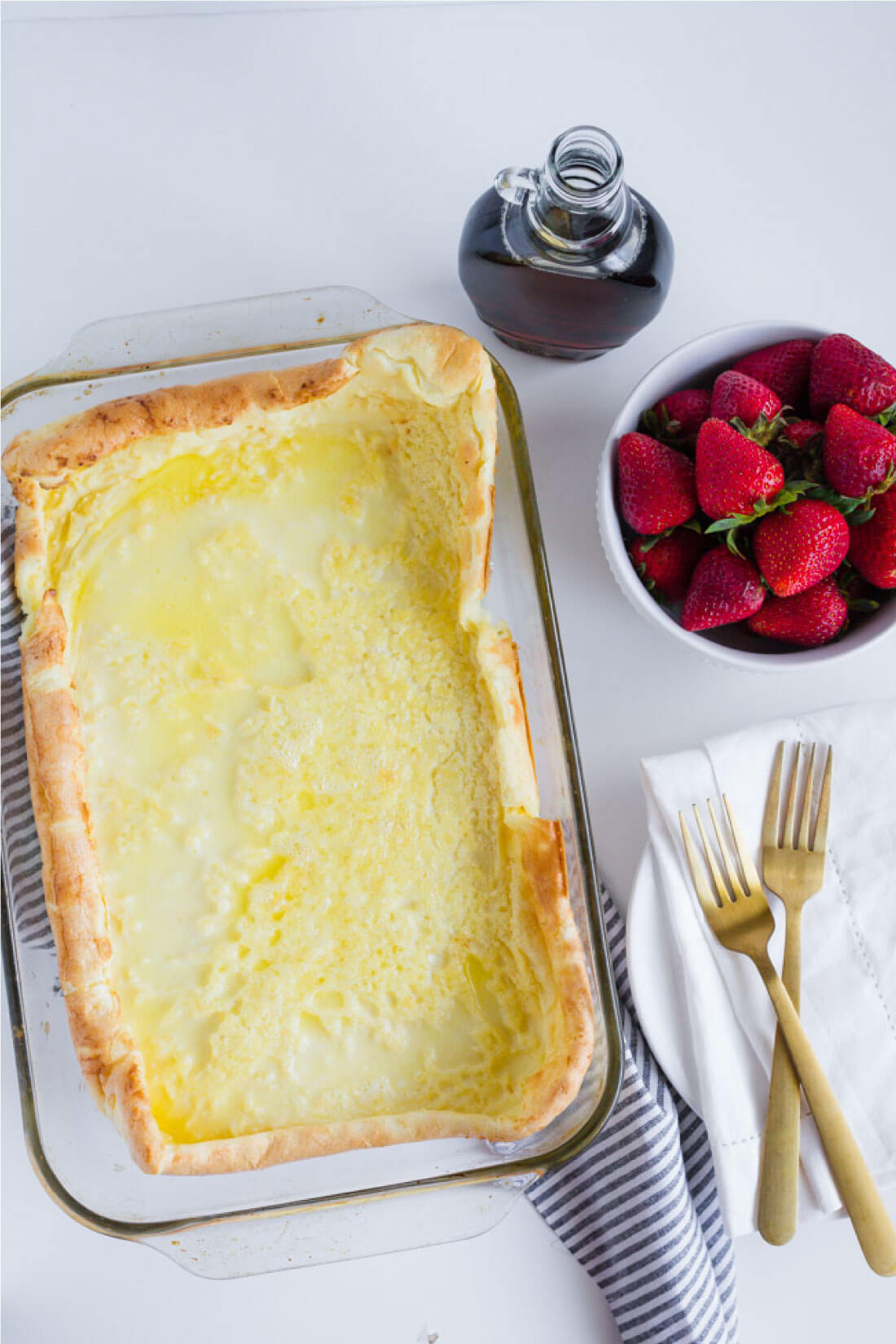 German Pancakes or Dutch Baby recipe - an old family favorite that we love to make for breakfast. Full pan.