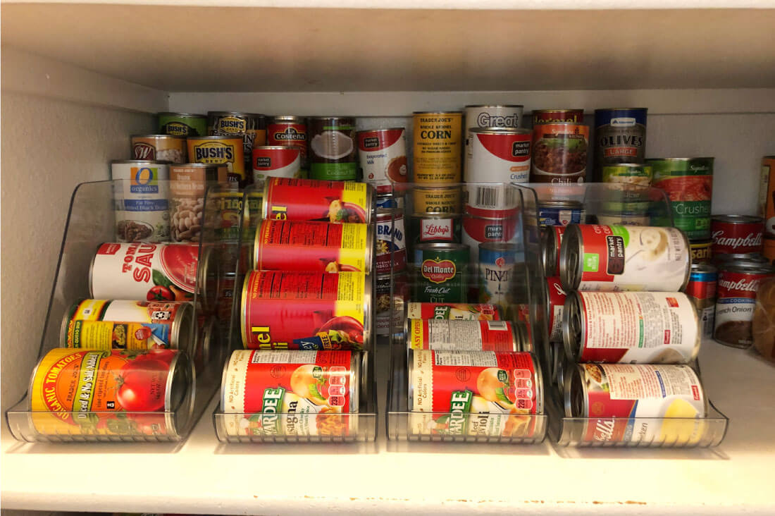 Pantry Organization - using can holders 