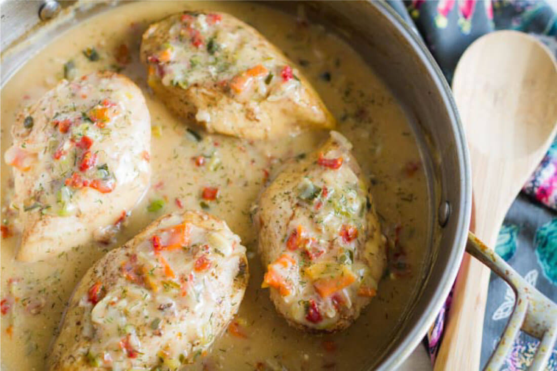 French Country Skillet Chicken - a creamy, delicious dinner recipe from www.thirtyhandmadedays.com