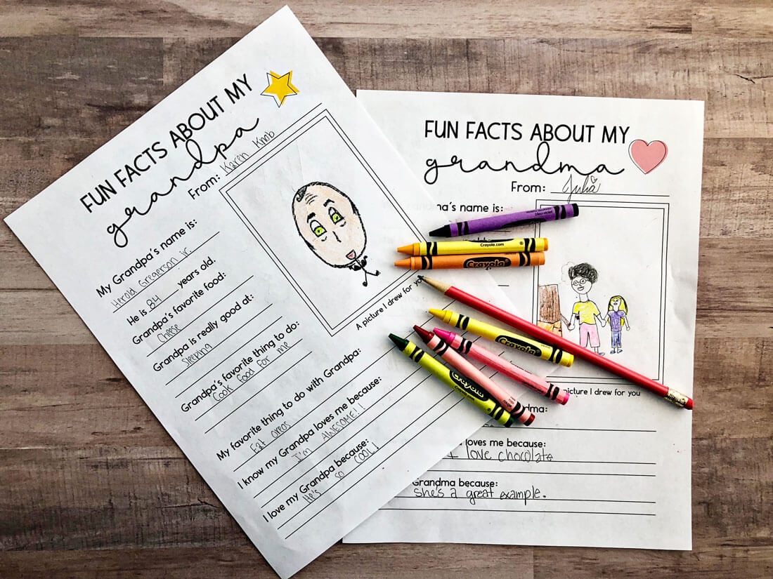 Printables for Grandparents Day - have your kids fill out these fun sheets. 