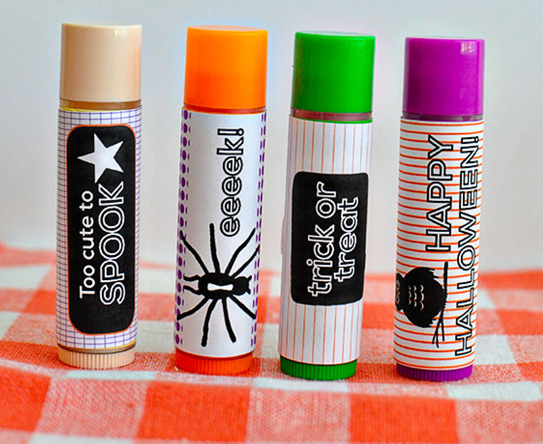 Halloween Printables: print out these wrappers for lip balms