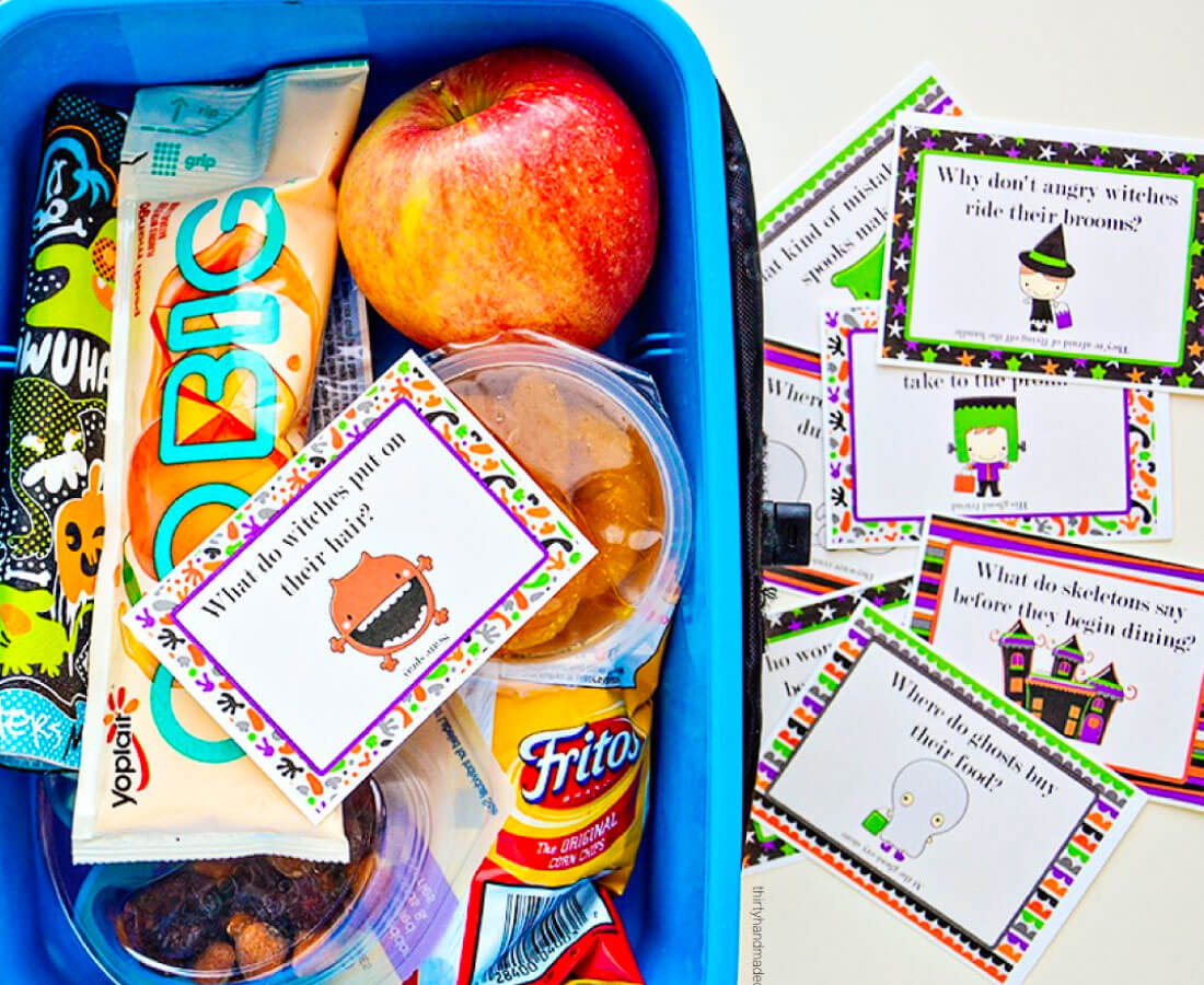 Halloween Printable: print out these joke lunch box notes