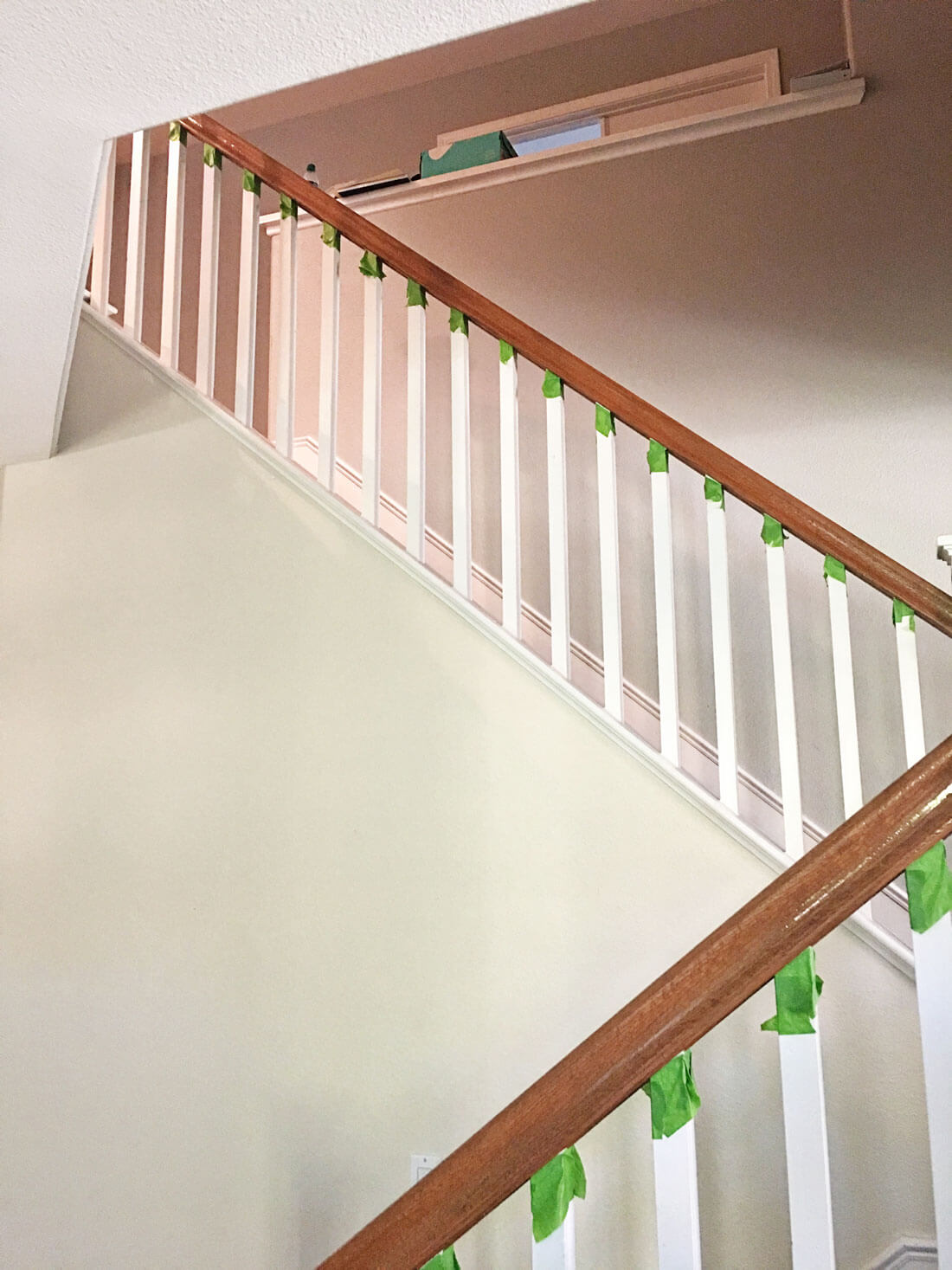 How to paint your stair railings and banister - taping and painting