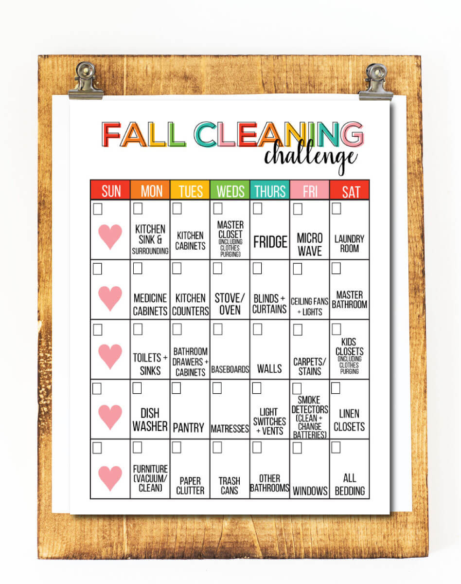 Fall Cleaning Challenge Printable from www.thirtyhandmadedays.com