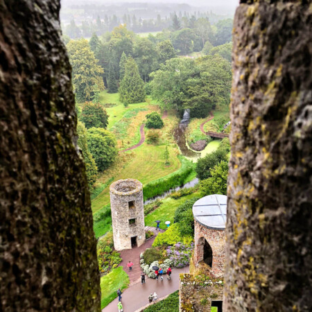 Visiting the Blarney Castle in Ireland, view on the way up