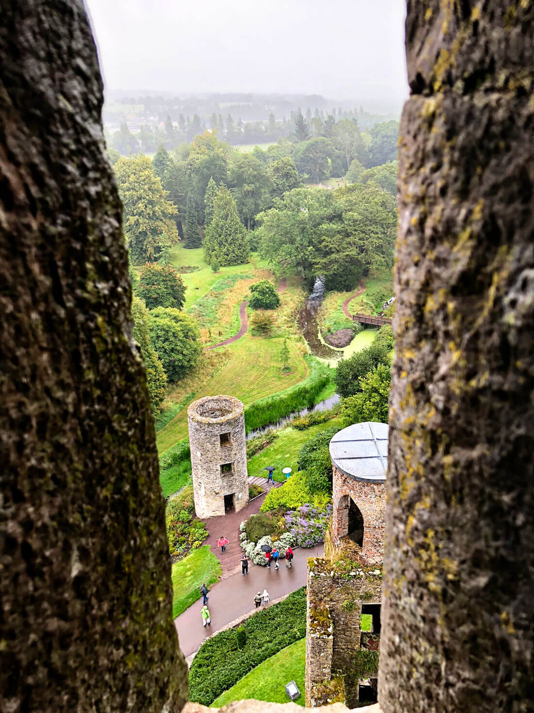 Visiting the Blarney Castle in Ireland, view on the way up