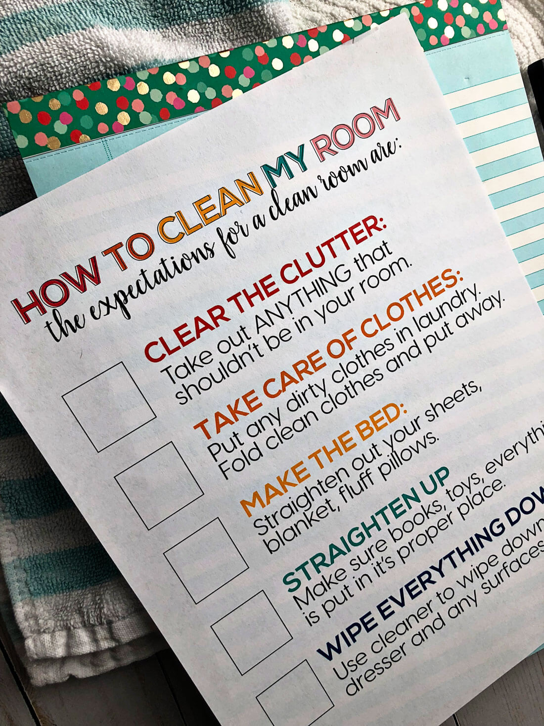 How to Clean Your Room Printable