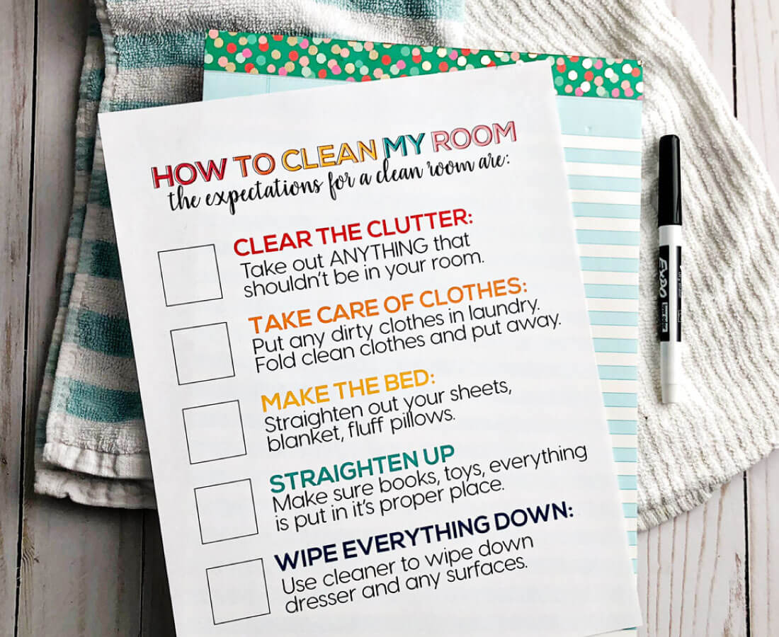 How to Clean Your Room - printable for kids to set expectations