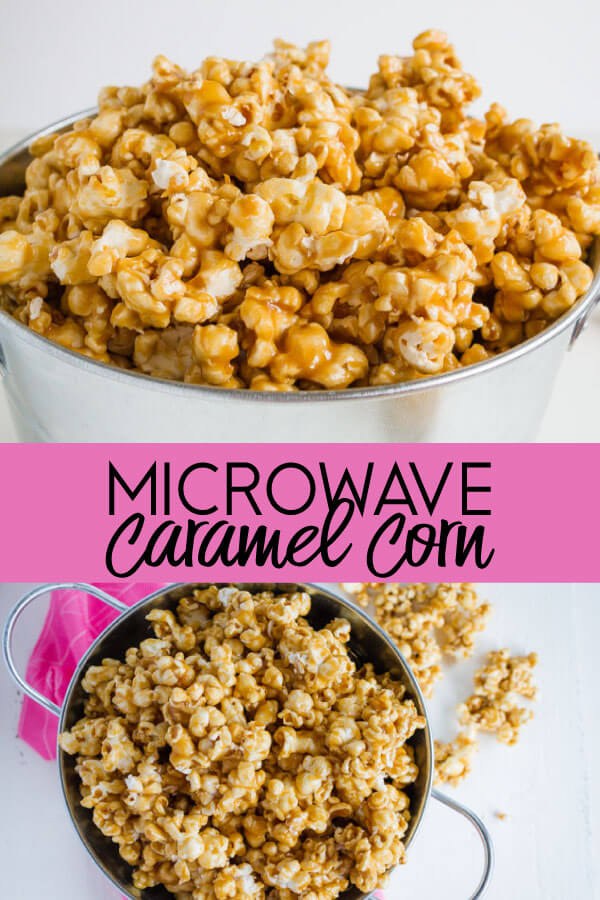 Microwave Caramel Corn - using ingredients you probably already have on hand, make this easy caramel corn.