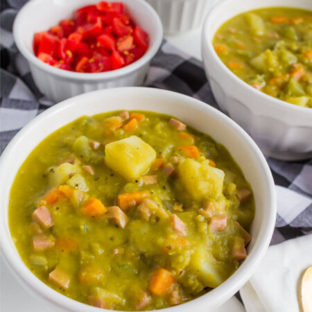 Split Pea Soup Recipe - don't let this recipe intimidate you! It's so deliciously creamy with tons of flavor. www.thirtyhandmadedays.com