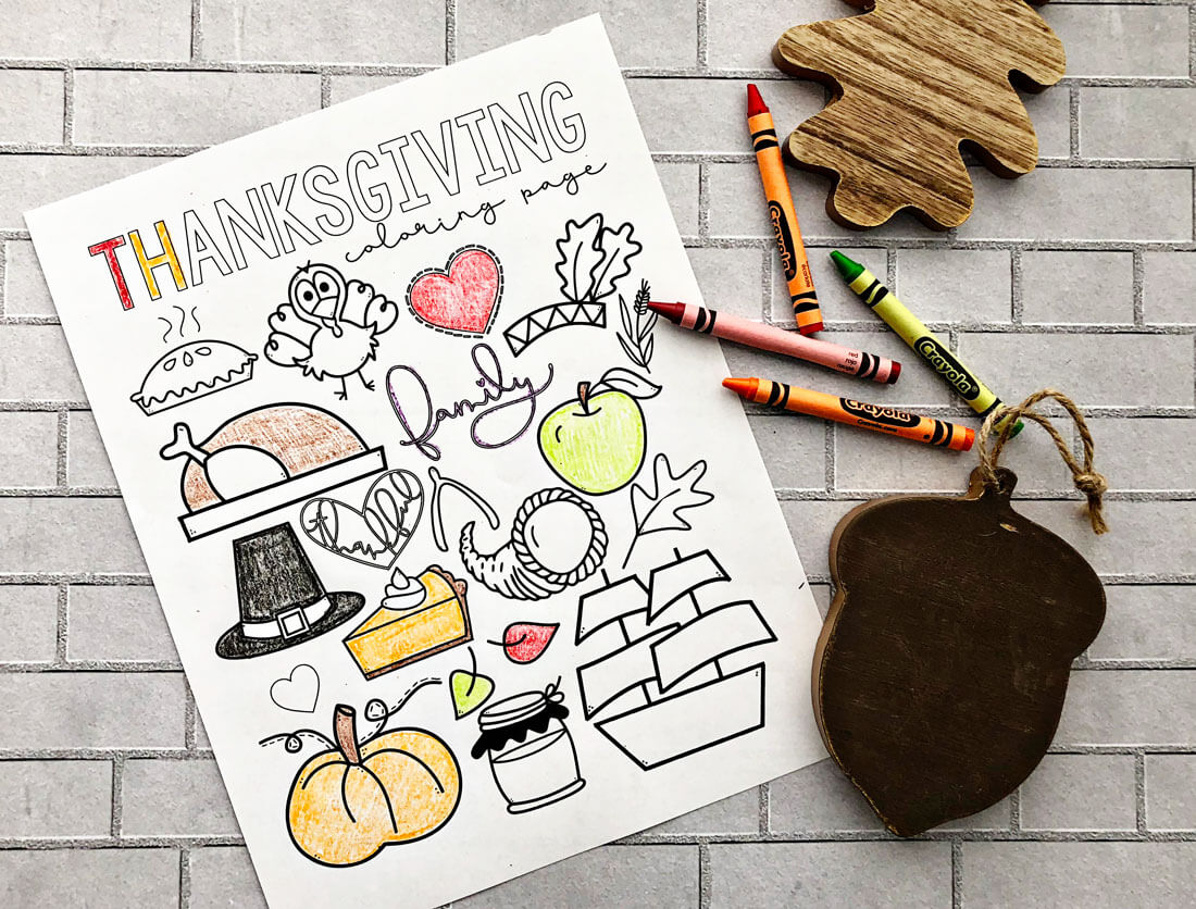 Happy Thanksgiving Coloring Page - free printable coloring page! from www.thirtyhandmadedays.com