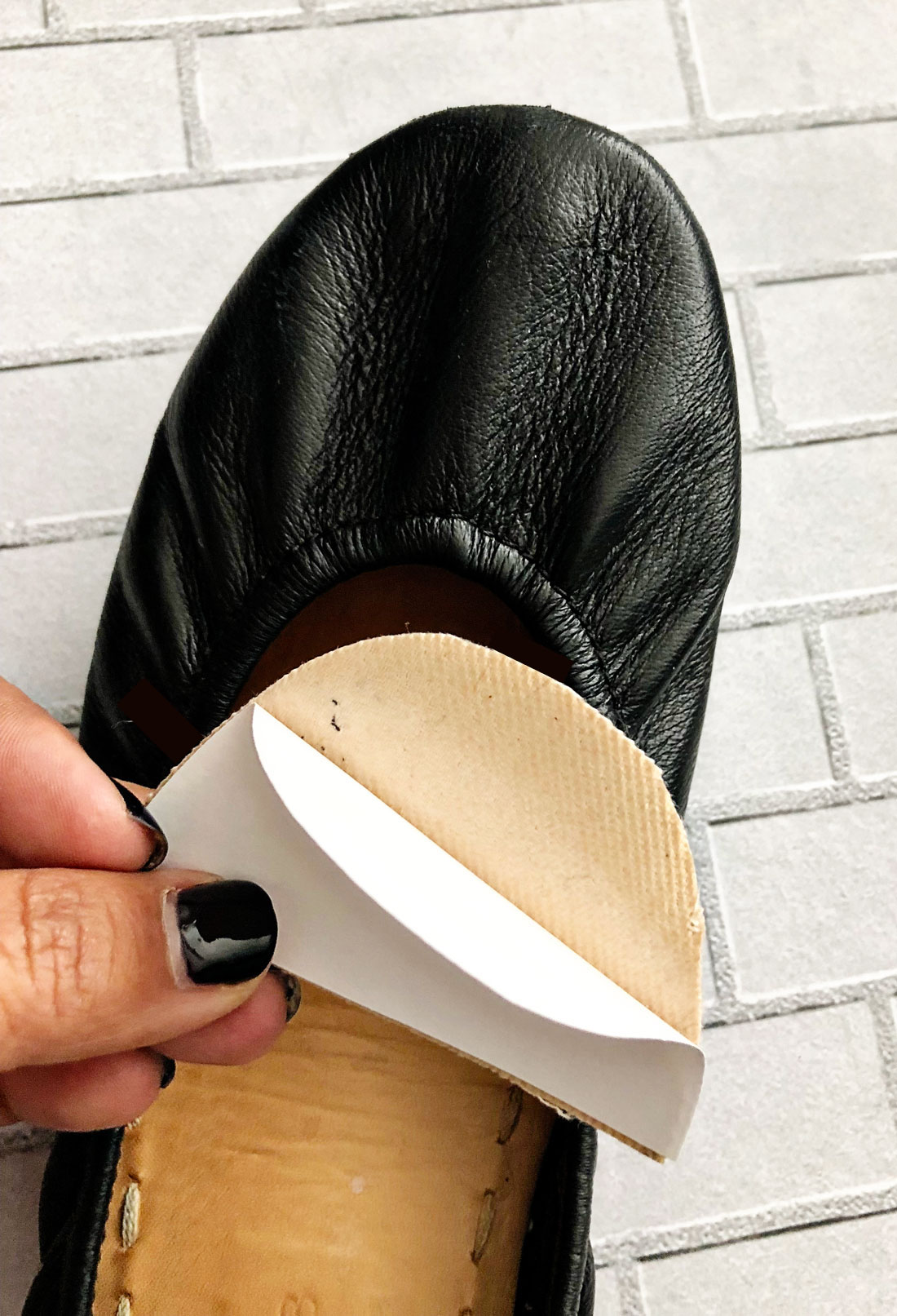 Putting the moleskin on Tieks shoes