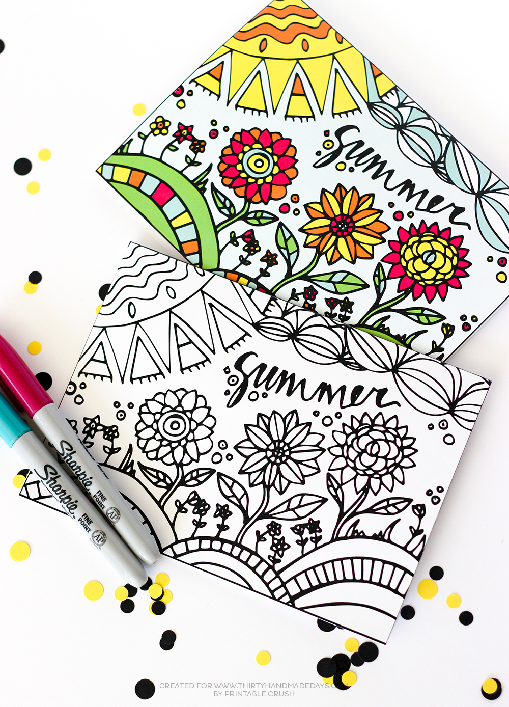Printable Summer Coloring Card