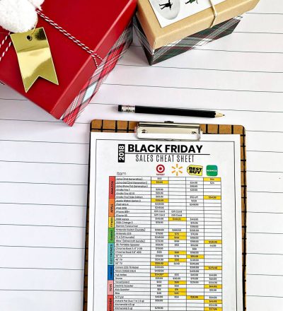 Printable Black Friday Sales Cheat Sheet - use this sheet to find the best deals.