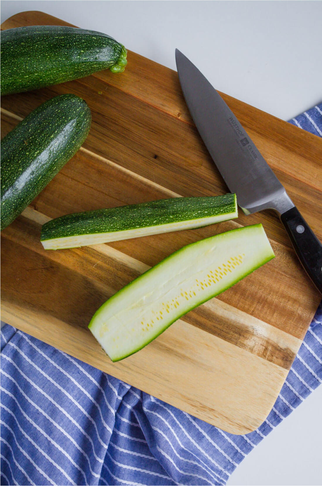 Roasted Zucchini Wedges - how to cut the wedges, step 2 