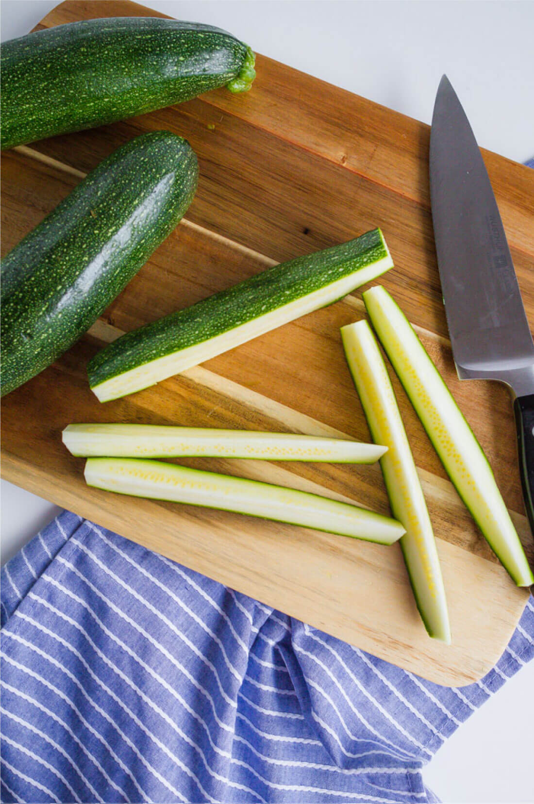 Roasted Zucchini Wedges - how to cut the wedges, step 3