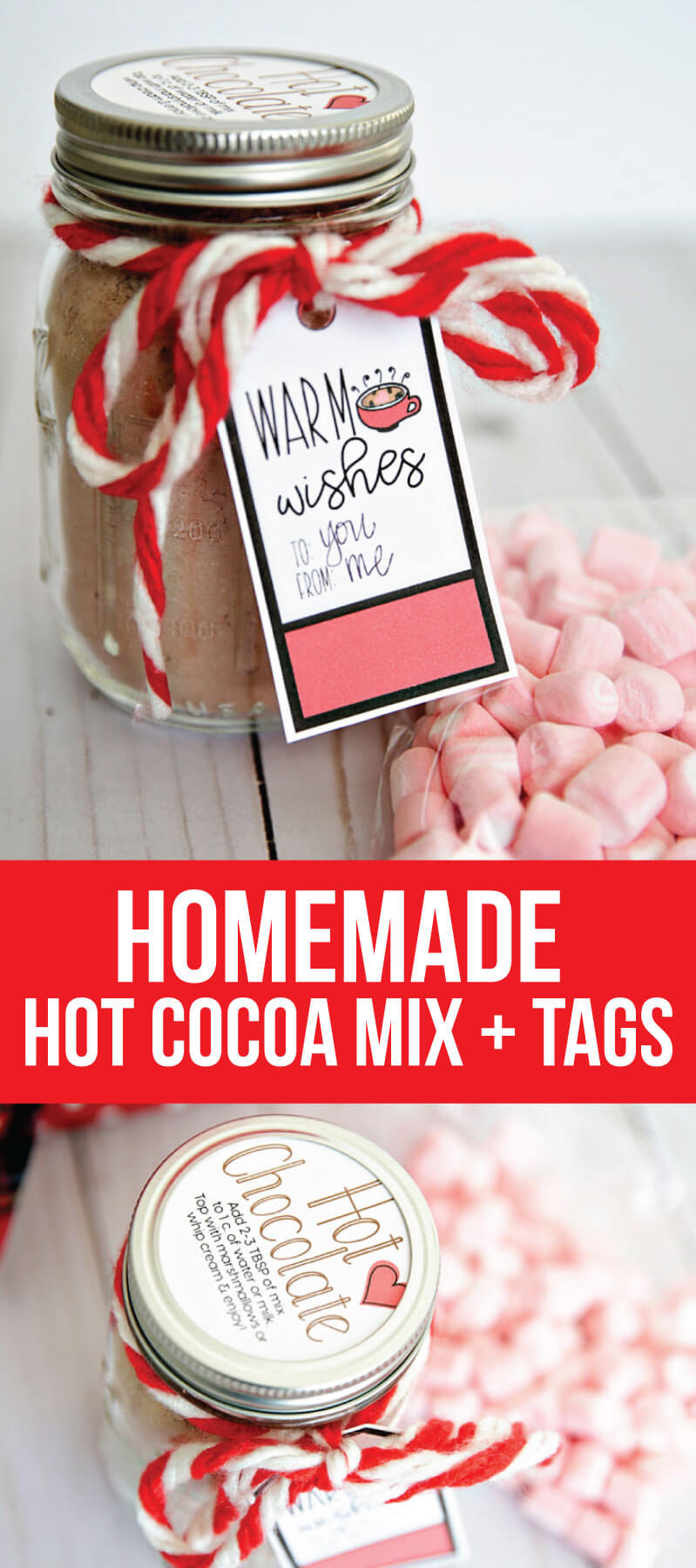 Hot Cocoa Mix - easy homemade hot chocolate mix with printable tags www.thirtyhandmadedays.com
