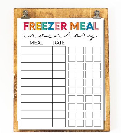 Printable Freezer Meal Inventory - print out this sheet and use to keep your meals organized and fresh.