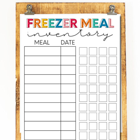 Printable Freezer Meal Inventory - print out this sheet and use to keep your meals organized and fresh.