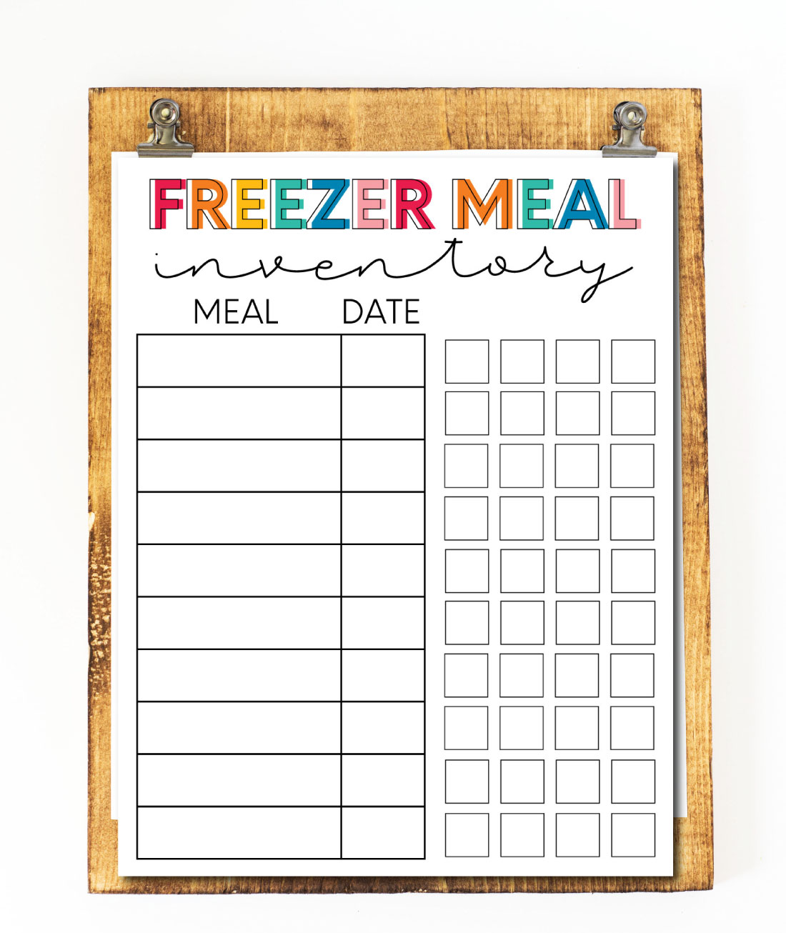 Freezer Inventory Printable