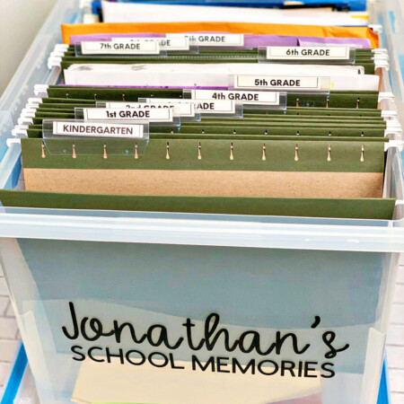 How to organize school papers and memorabilia with printables www.thirtyhandmadedays.com