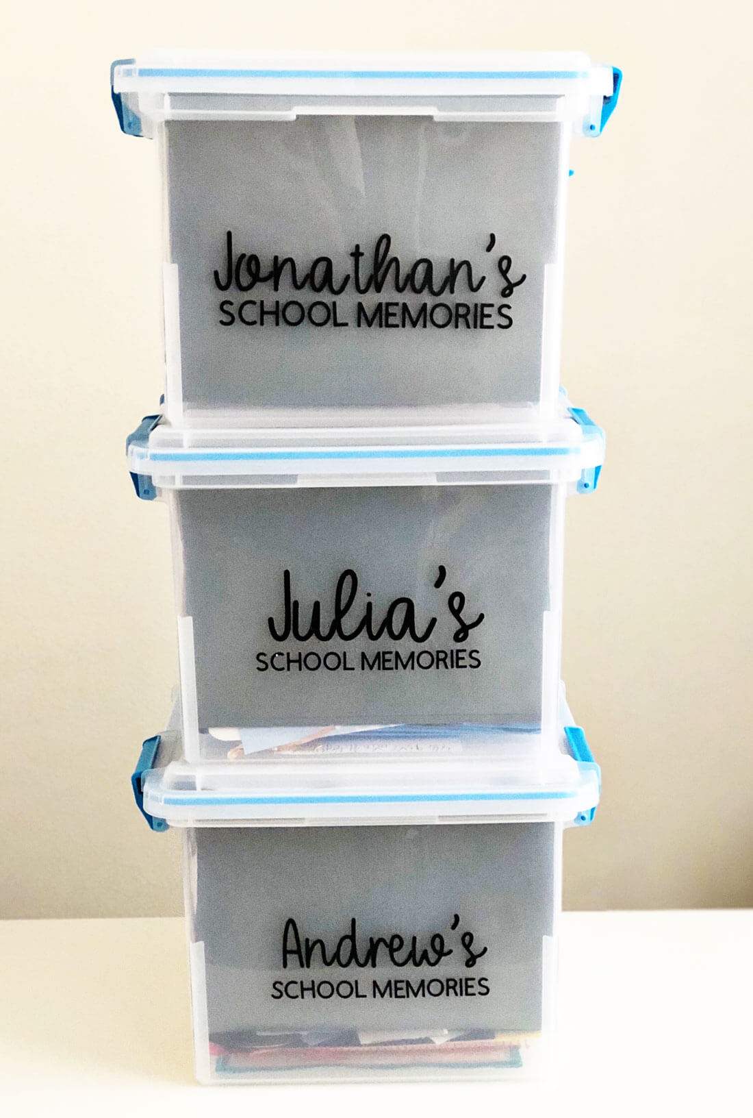 How to organize school papers and memorabilia for each child from www.thirtyhandmadedays.com