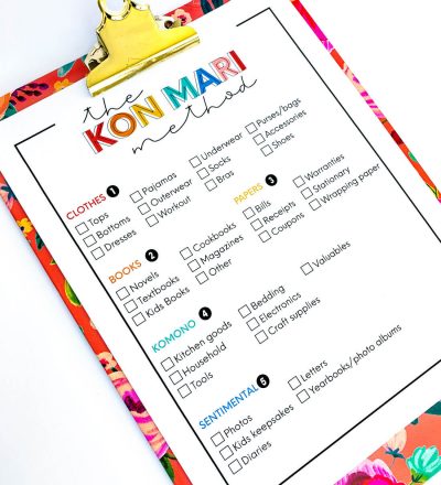 The KonMari Method Checklist - print this out and use to declutter your home!