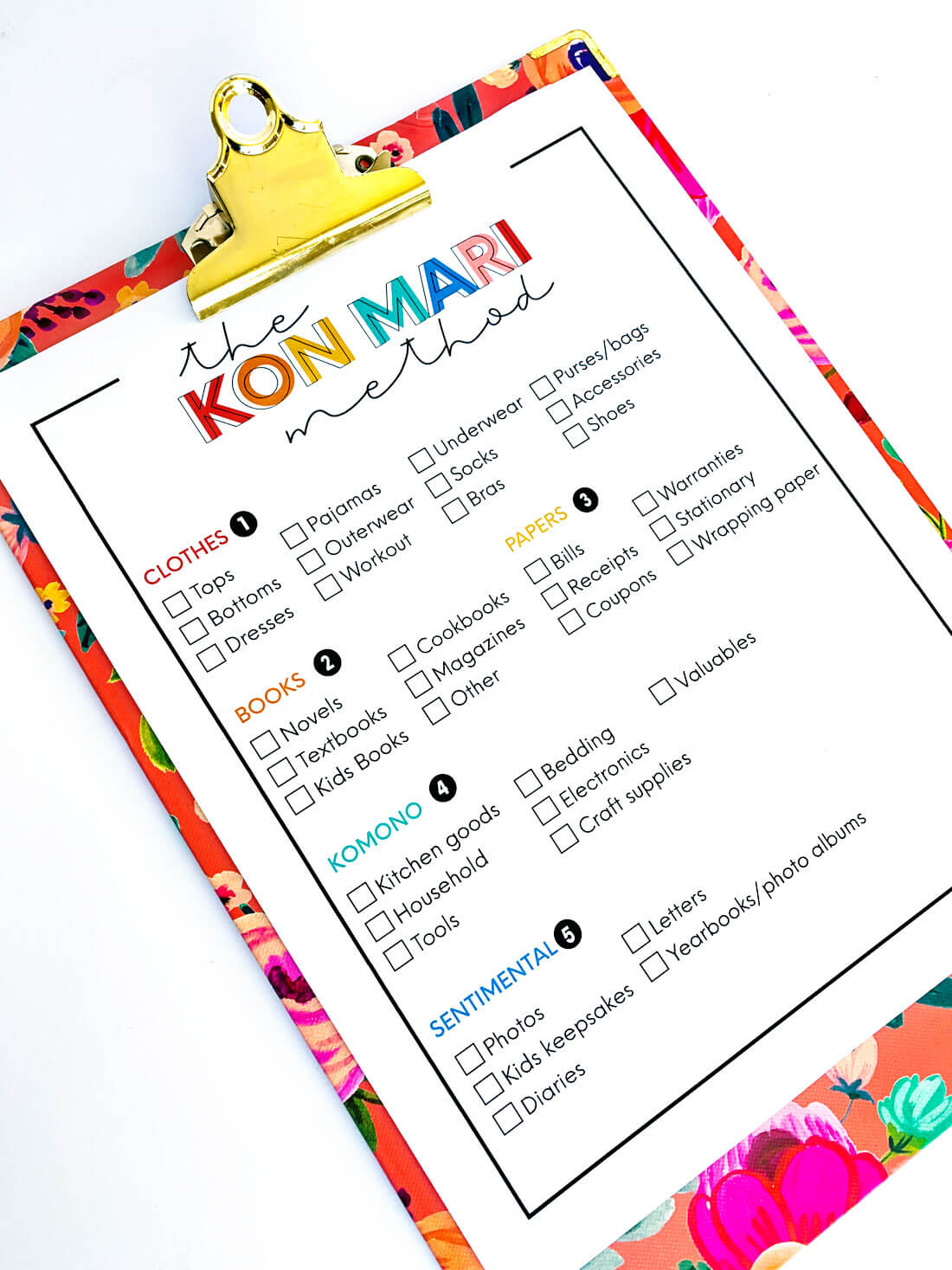 The KonMari Method Checklist - print this out and use to declutter your home! 
