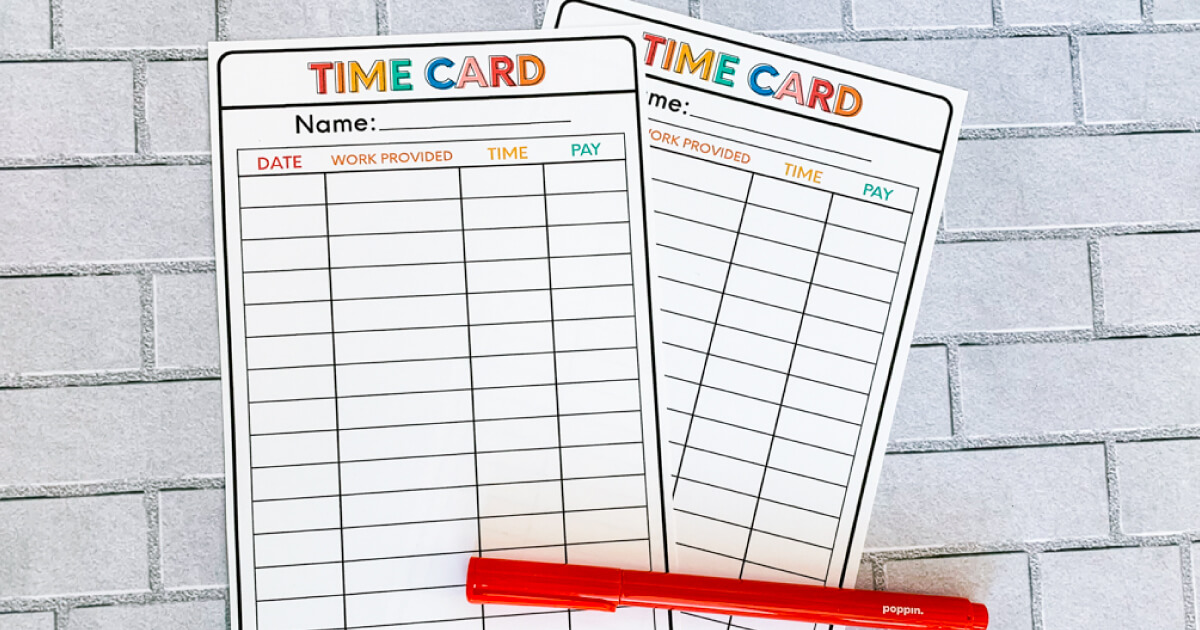 chore list idea printable time card