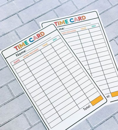 Chore List idea - Printable Time Cards to help kids learn how to work. from www.thirtyhandmadedays.com