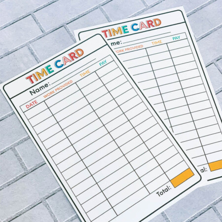 Chore List idea - Printable Time Cards to help kids learn how to work. from www.thirtyhandmadedays.com