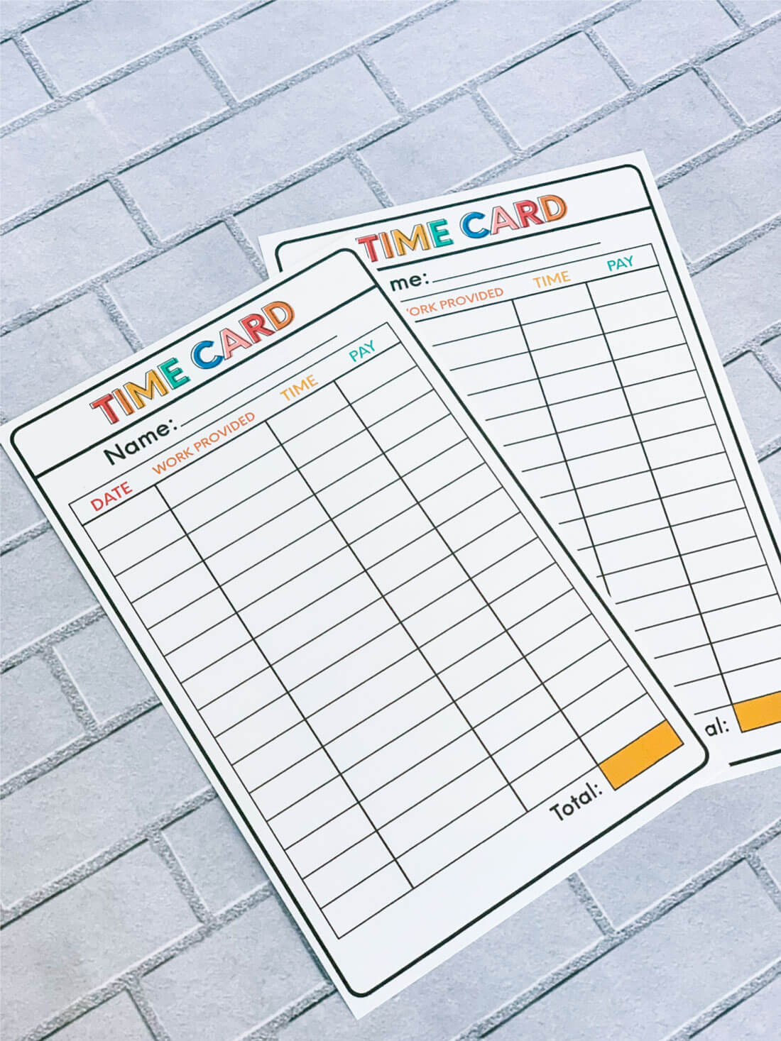 Chore Idea - Printable Time Cards to help kids learn how to work. www.thirtyhandmadedays.com