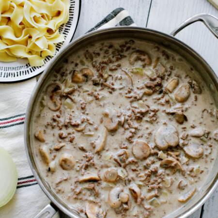 Ground Beef Stroganoff - finished with noodles