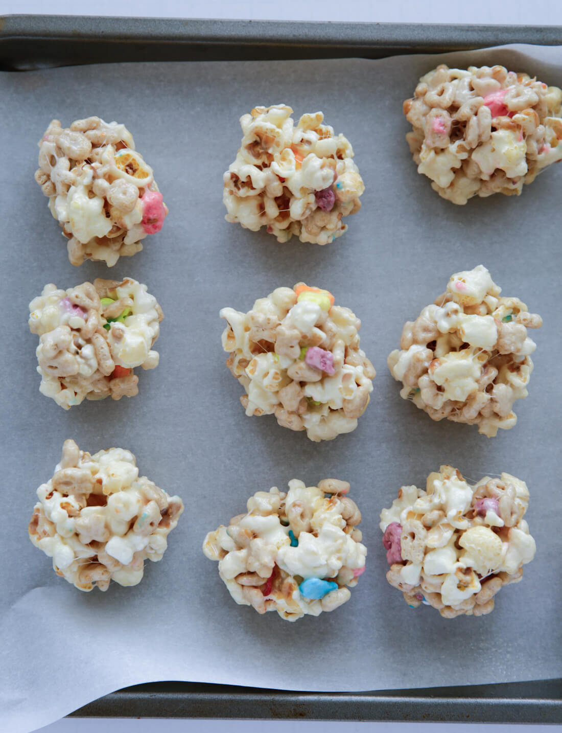 How to make popcorn balls - put on parchment paper