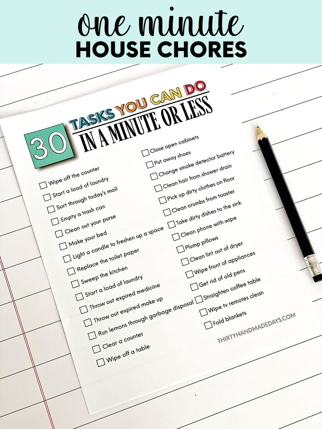 House Chores printable to download