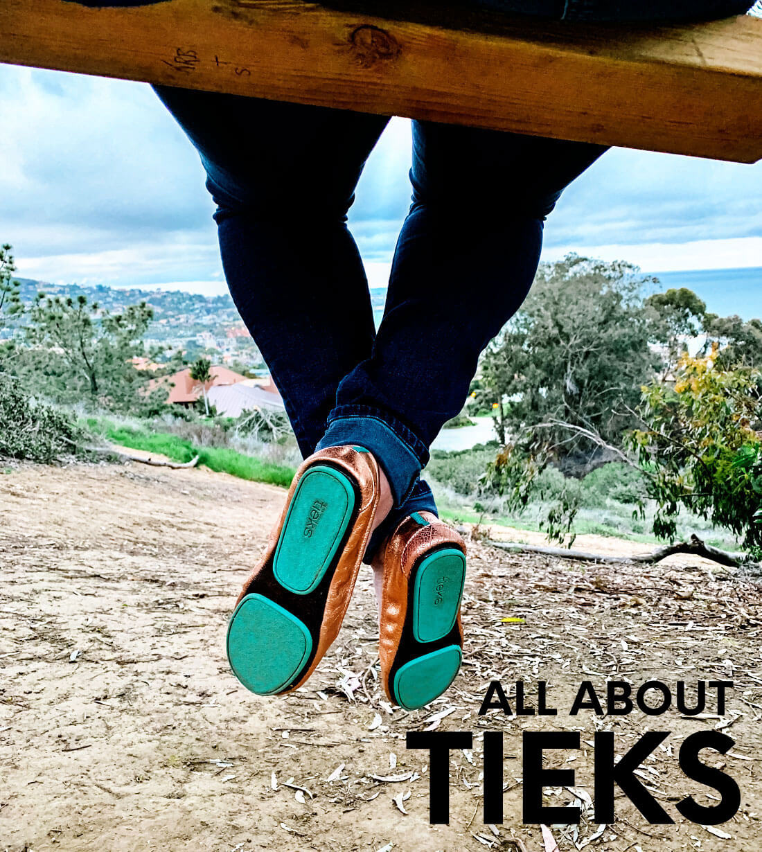 Tieks shoes up close overlooking the La Jolla Cover