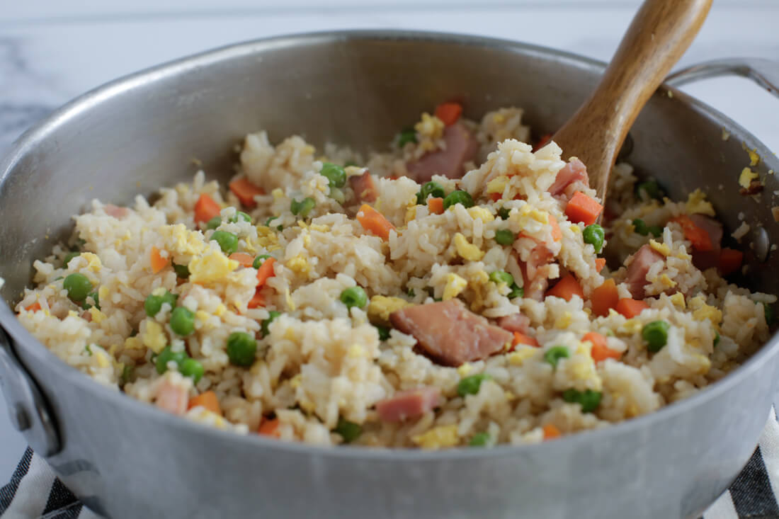 Easy to make ham fried rice with leftover ham