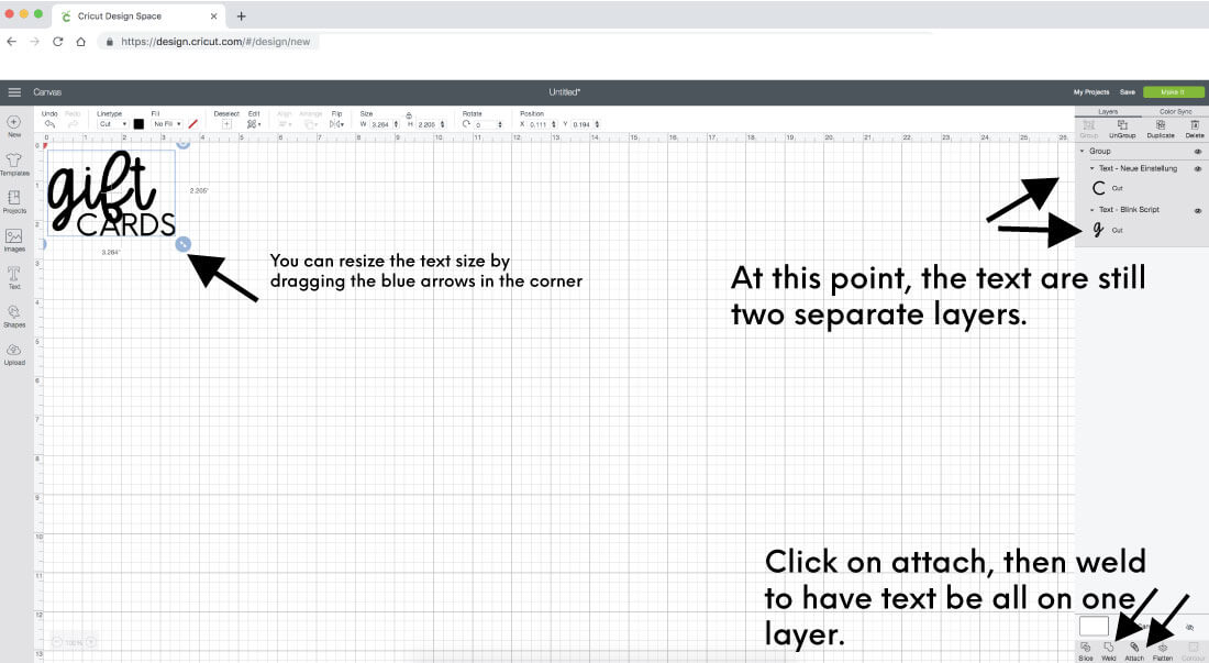 Attach and weld tools in Design Space