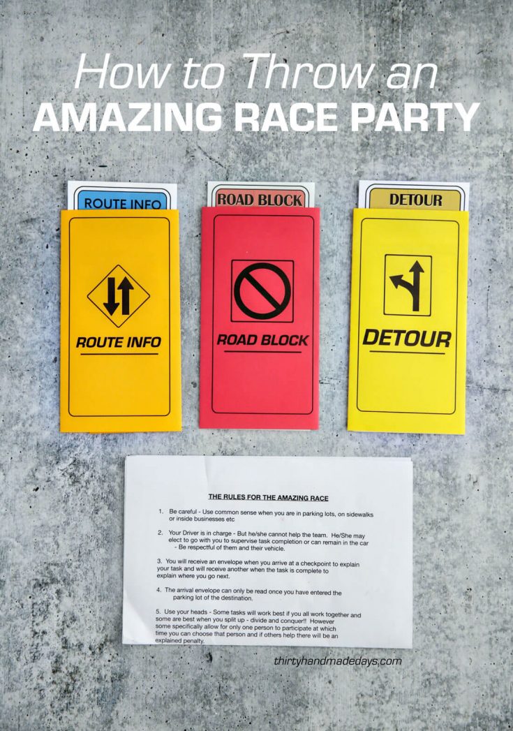 The Amazing Race Birthday Party Ideas for Teens from 30daysblog