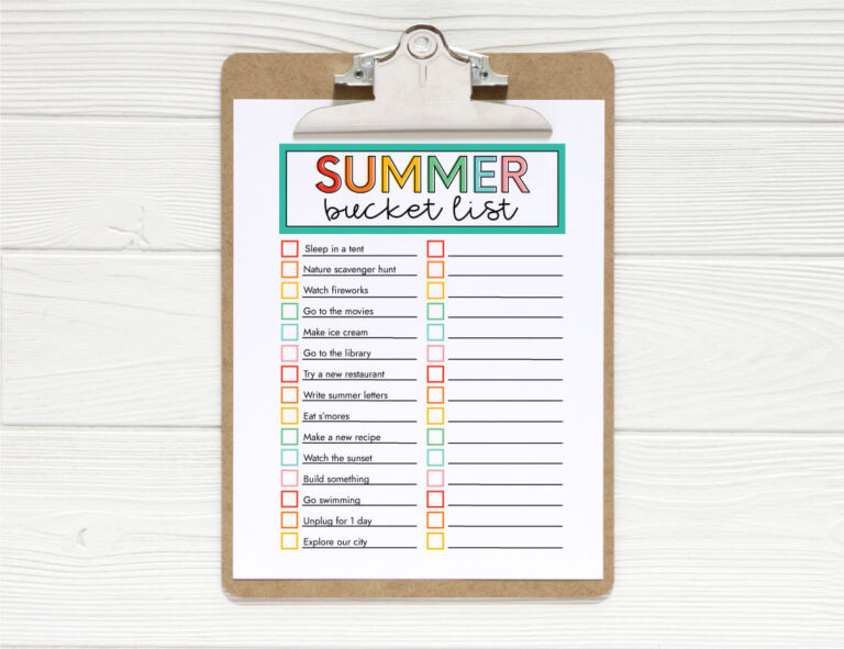Printable Summer Bucket List from 30daysblog