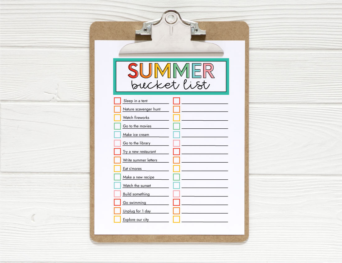 Printable Summer Bucket List From 30daysblog